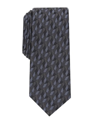 

ALFANI Мужской черный галстук с геометрическим рисунком