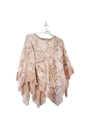 Elena Baldi nwt poncho cape one size linen khaki white made in Italy