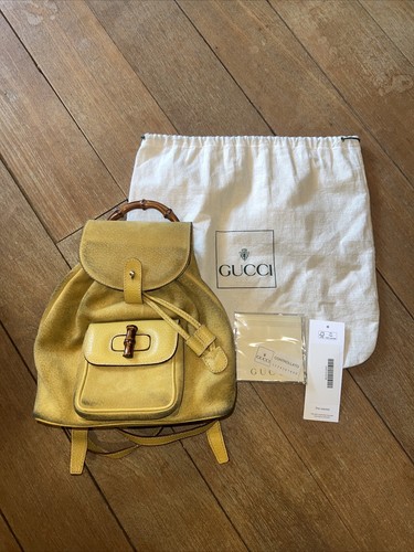 Authentic Gucci Vintage Suede Leather Bamboo Mini Backpack Authentic Gucci Vintage Suede Leather Bamboo Mini Backpack