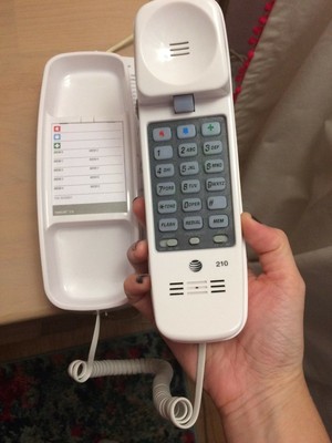 AT&T 210 Basic Trimline Corded Phone, No AC Power Required, Wall-Mo... BRAND NEW