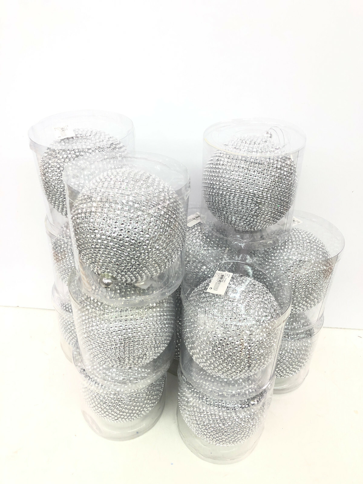 24Stk. Restposten Hängedeko Strass-Kugel ca. 12cm Silber-Strass Deko Kugel