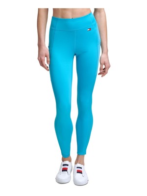 

TOMMY HILFIGER SPORT Женские леггинсы цвета морской волны для активного отдыха с высокой талией, Aqua, TP09093P