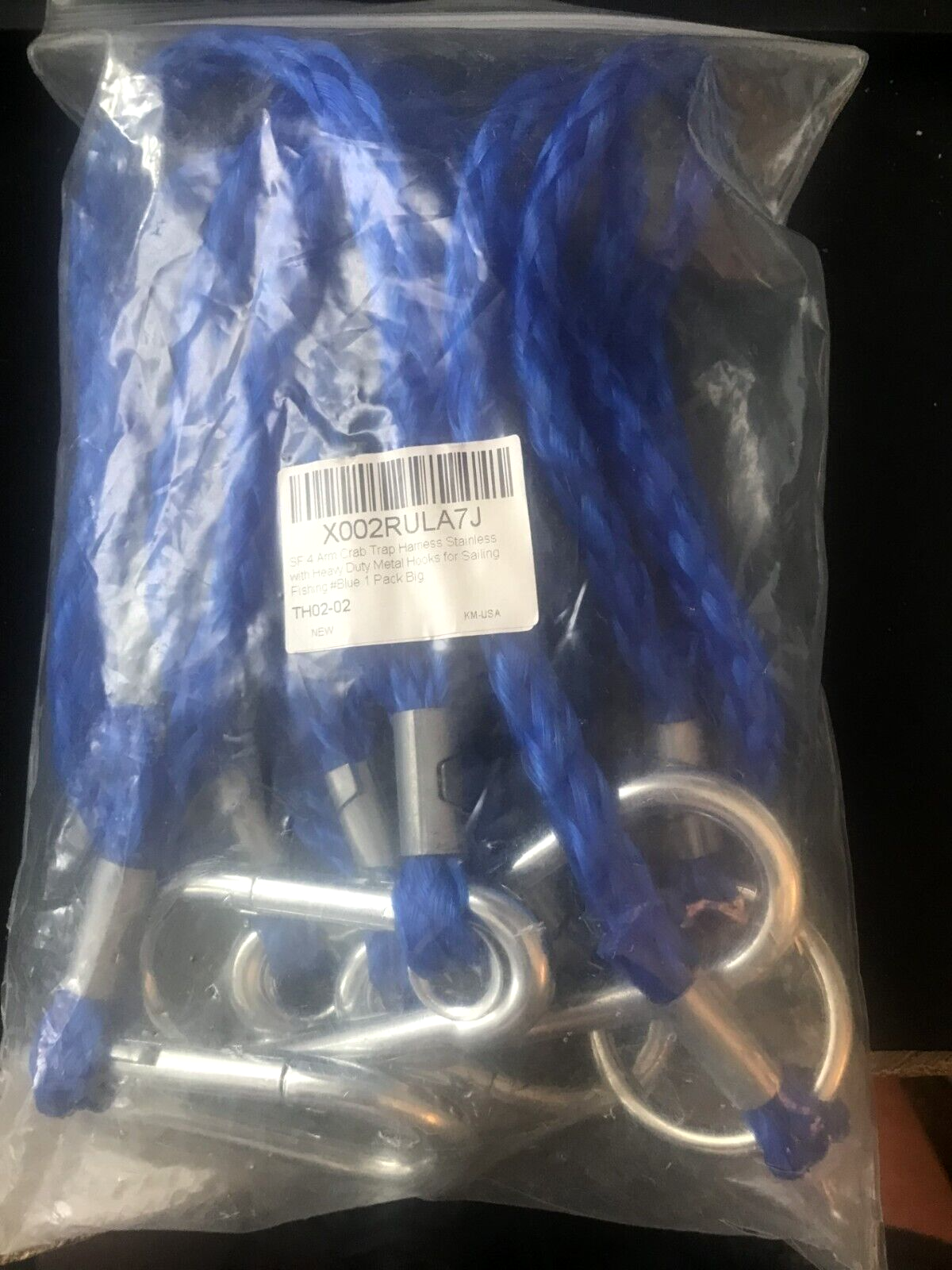 SF 4 Arm Crab Trap Harness Stainless w/ Heavy Duty Metal Hooks Blue NEW