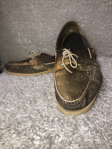 Lounge Lizards Lizard Skin Leather Deck Boat Shoes Brown Tan