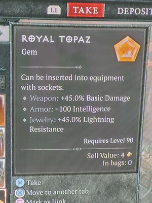 DIABLO 4 Season 4 - Gem - Royal Topaz