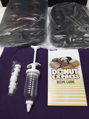 Emson Non-Stick Large and Small Donut Trays with Injector + Recipe Guide