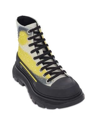 Женские армейские ботинки ALEXANDER MCQUEEN из кожи на платформе с круглым носком черного цвета 38