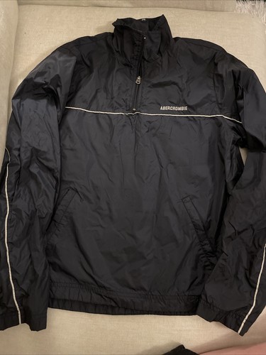 アウター　ネイビー　ファー付き アバクロンビーアンドフィッチ y2k Vtg ABERCROMBIE & FITCH 92 Zip Lined Windbreaker Pullover