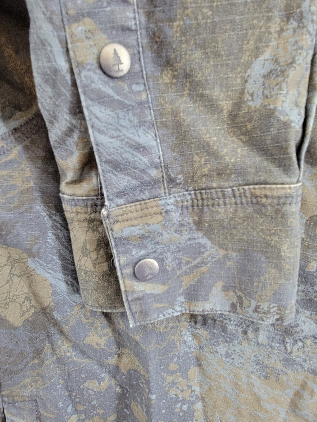 Bass Outdoor Ripstop Utility Shacket Men's S Navy Blazer Rock Camo Snap Closure - Picture 10 of 19