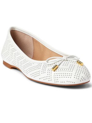 

Женские кожаные балетки RALPH LAUREN Snow White Jayna Toe Slip On, Белый, 802838393003