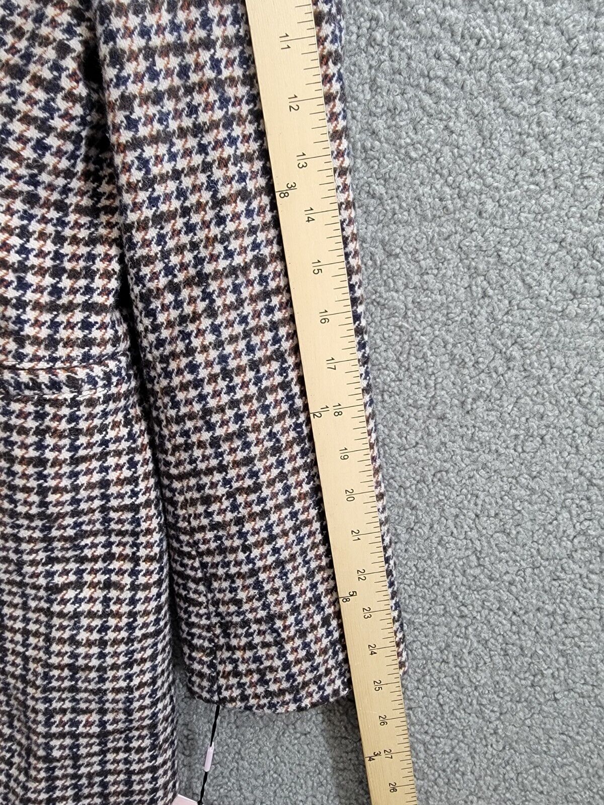 Avec Les Filles Velvet Lapel Wool Blend Blazer Women's L Camel/Black Houndstooth - Picture 5 of 20