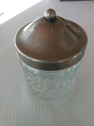 GORGEOUS VINTAGE BRAMA ENGLAND SILVER TONE LIDDED CRYSTAL