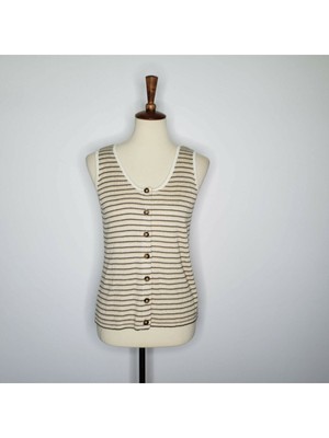 

FRESHMAN FOREVER Женская майка без рукавов в бежевую полоску для юниоров Размер, Бежевый