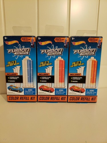 New N Sealed Box Hot Wheels Fusion Factory Color Refill Lot Orange - Red - Blue