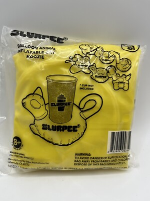 Slurpee Balloon Animal Inflatable Yellow Cat Koozie NEW 7-11