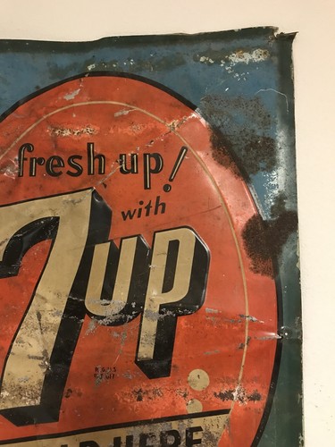 Vintage 1940’s 7up Seven Up Advertising Sign Soda Advertising Sidewalk Sign 28”