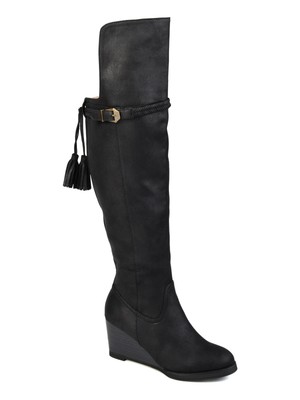 

JOURNEE COLLECTION Женские черные ботинки Jezebel с кисточками на танкетке с круглым носком, 8,5 м, туалет, Черный, JEZEBEL-BOOT-WC