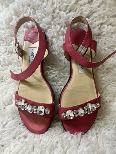 サンダル・ミュール JIMMY CHOO JOA FLAT CANVAS FLAT SANDALS JIMMY CHOO Joa logo-print canvas and leather slingback