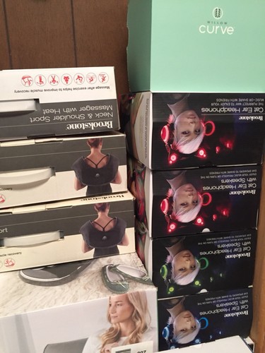 Lot Of 34 Brookstone Tested Open Box Massagers, Headphones & A Willow Curve