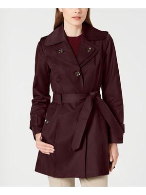 

LONDON FOG Женский бордовый плащ с поясом, Burgundy, L722702T74