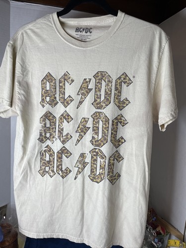 AC/DC Top Sz S/M Animal Print Tee Sleeve Band T-Shirt Tan | eBay