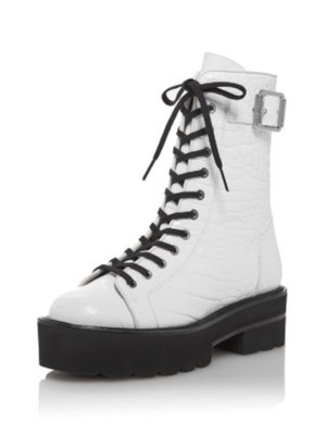 

STUART WEITZMAN Женские белые кожаные ботинки Ryder на платформе из крокодиловой кожи 1-1/2 дюйма 6,5 B, Белый, S5569