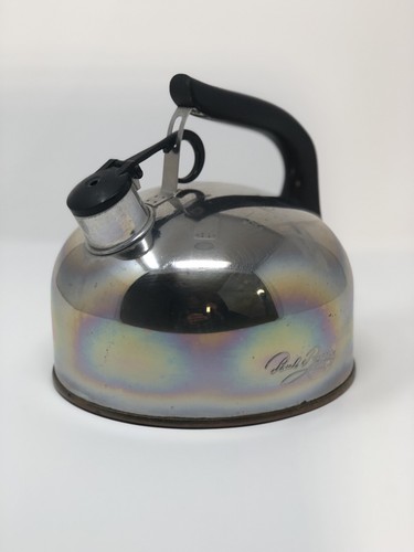 Paul Revere 1801 Stainless Steel Copper Bottom Whistling Teapot Kettle USA NY 84