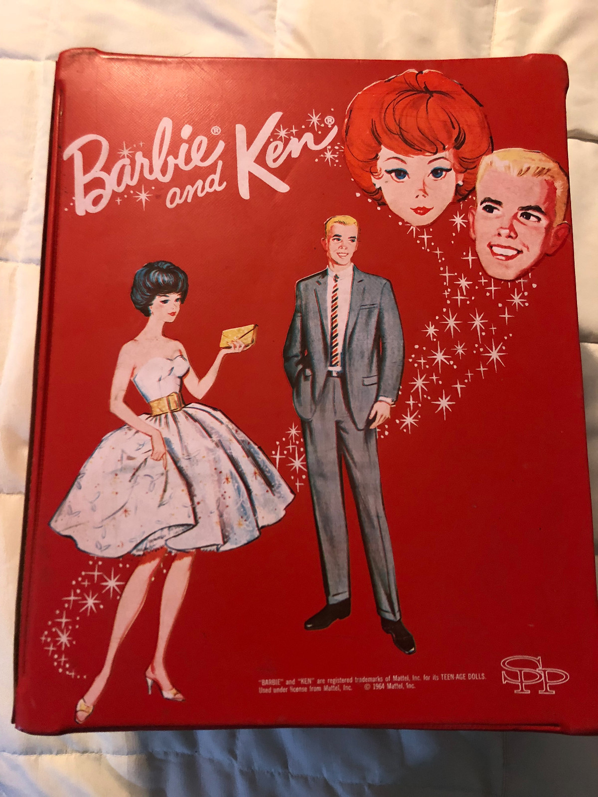 VINTAGE 1964 RED MATTEL BARBIE AND KEN LARGE RECTANGLE TRUNK CARRYING CASE BOX