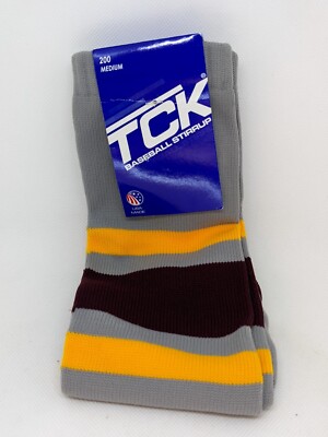 NEW TCK Baseball Stirrup Size Medium (200, Medium Weight) Gray | Maroon | Gold