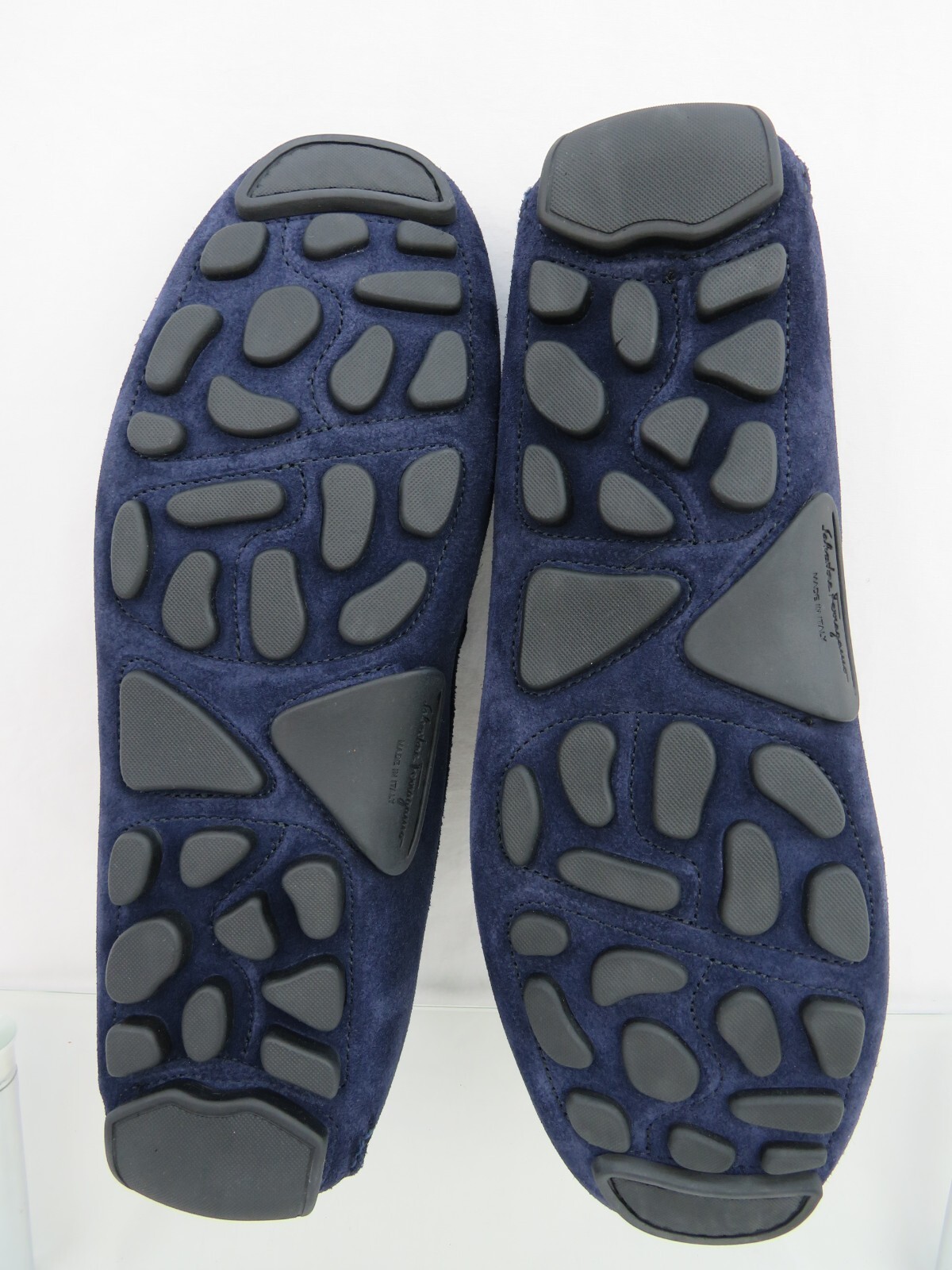Pre-owned Ferragamo Salamanca Navy Suede Gancini Bit Moccasin Driving Loafers Us 9 Ee In Blue