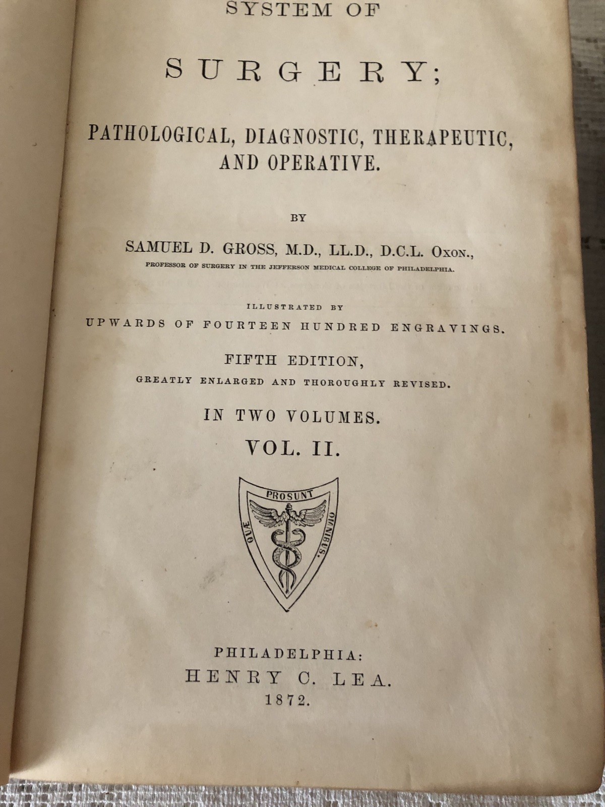 Antique Medical Book.  System Of Surgery By Gross Vol 1&2. 1872