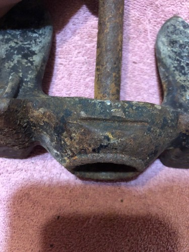 SMALL VINTAGE SHIPS  BOAT ANCHOR NAUTICAL US NAVY TOP COMPANY #9 Cast Iron