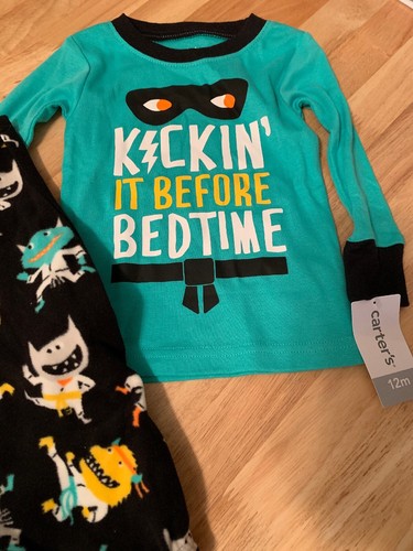 NWT Carters Two-Piece Kickin' it Before Bedtime Boys Sleepwear Sz 12m