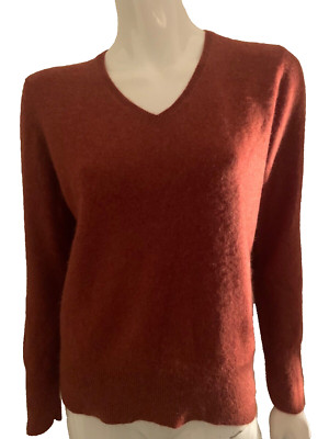 NEW APT9 women's winter sweater lightweight rusty brown size XL 100% cashmere