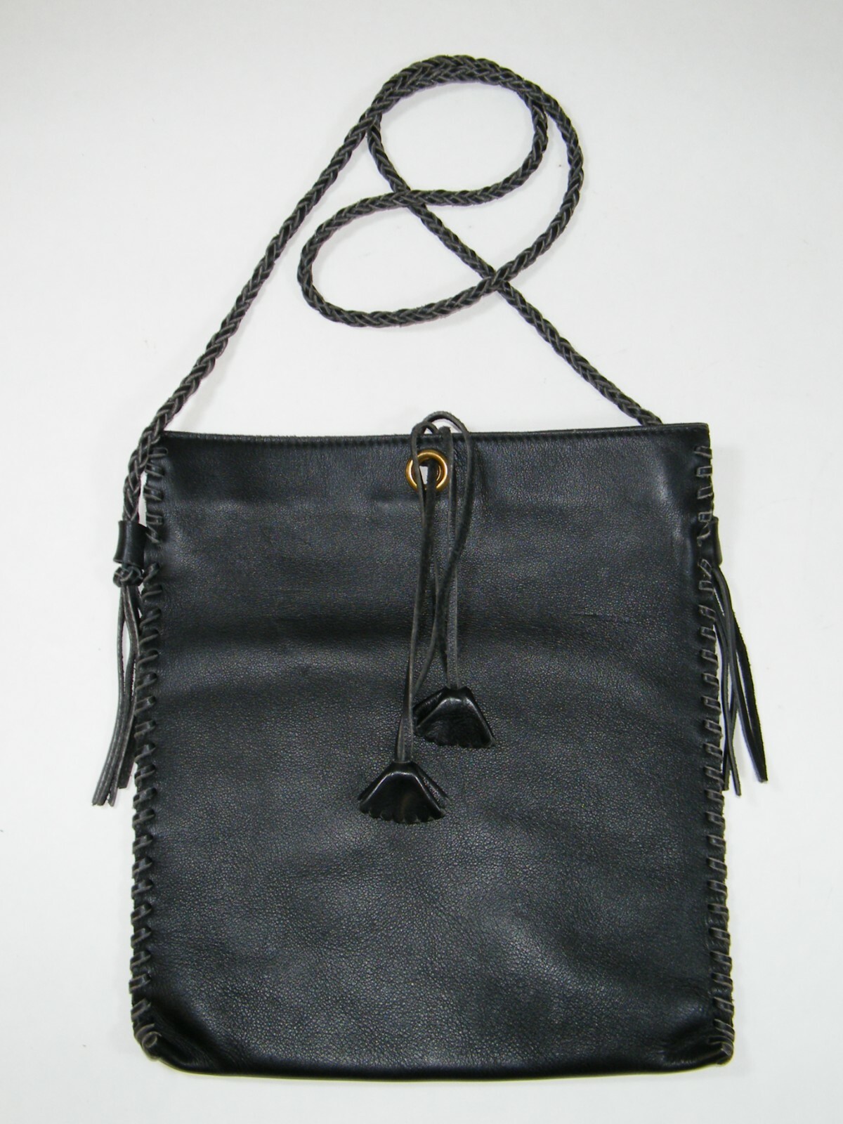 J&M DAVIDSON　TONNE BAG VINTAGE J&M DAVIDSON BLACK LEATHER SIDE STITCHED 11