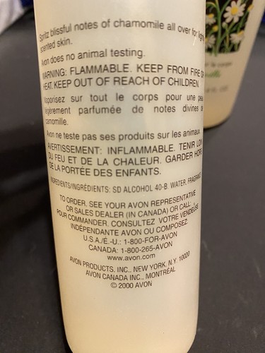 2 Vintage Avon Naturals Chamomile Refreshing Body Spray 8.4 fl 250 ml Vintage