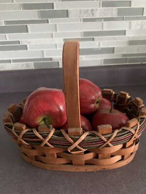 Rustic Basket Filled With Large Decorative Apples Autumn Harvest Decor