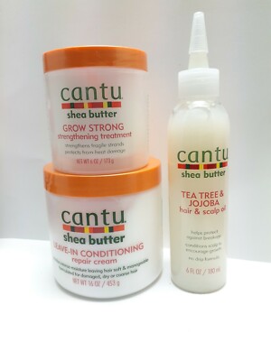 3 Cantu Shea Butter Leave Conditioning Strengthening Natural Hair Tea Tree Oil