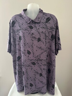 Puma Purple Charcoal Print Coudspun Frequency S/S Polo Size 3XL,XXXL