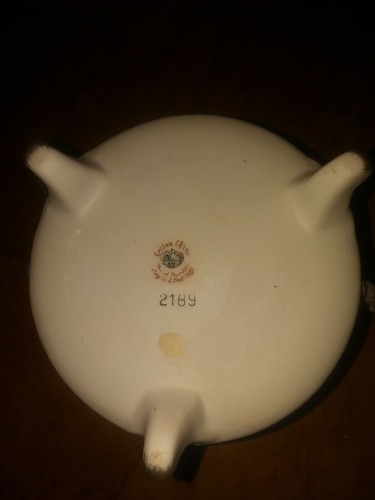 COLLECTIBLE  LEFTON CHINA 1939 - 1950 s Trinket Bowl Blue White Gold  # 2189