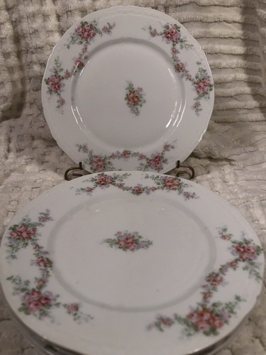 OBERPFALZ BAVARIA SET OF 5 PINK WHITE SHABBY FLORAL SALAD DESSERT DECOR PLATES
