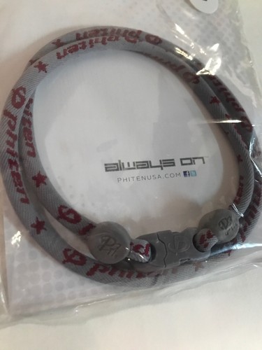 Phiten 22” Grey With Red Lettering Necklace