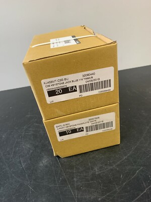 Lot of 10 SKFL-2-WH Faceplates w/ 20x KJ458MT-C5E-BU C5E Keystone Jack T568A/B