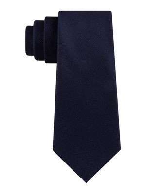 

DKNY Мужской темно-синий однотонный шелковый галстук с тонким воротником, Navy
