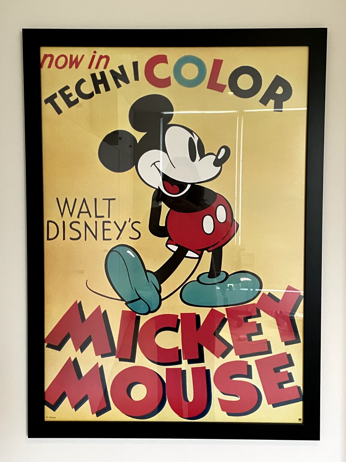 Large Vintage Mickey Mouse Poster 1932 Technicolor Cinema Cartoon Poster Framed