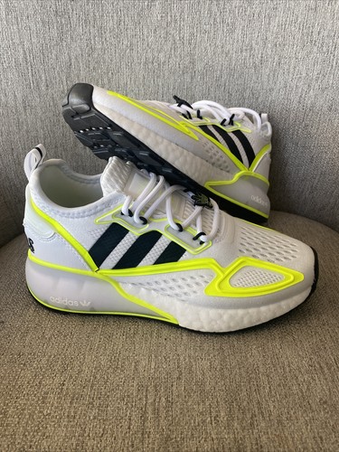 Adidas ZX 2K Boost J White \u0026 Volt Athletic Training Shoes Sz 3.5 NEW GY5062  RARE | eBay