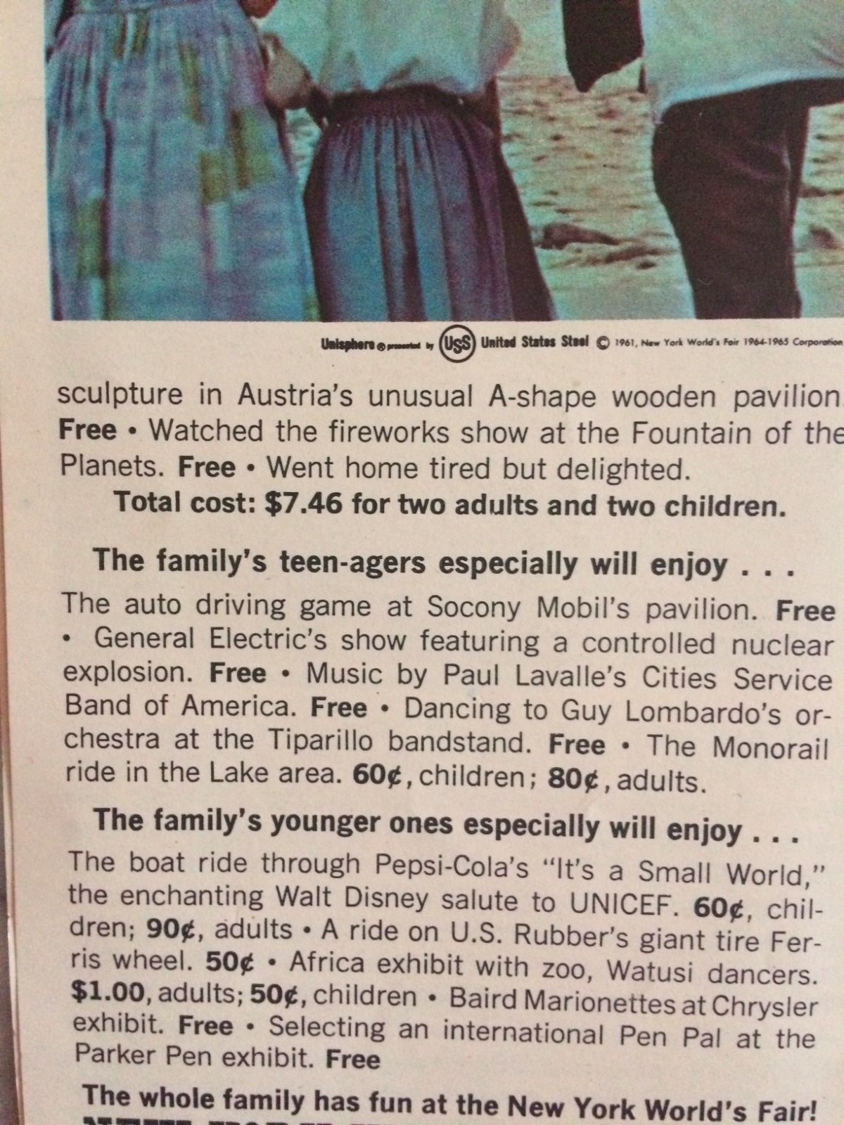 1964 New York Worlds Fair Family Fun at the Fair Brochure Pizza Coke Bell Phone!