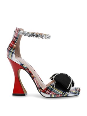 Женские босоножки на высоком каблуке BETSEY JOHNSON в красную клетку Guliana со скульптурным носком, 11 М