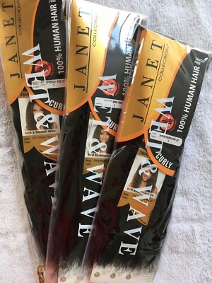 Janet super french Weave Wet And Wavy Color 1 - Jet Black 100% Human Hair 