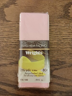 Wrights Polyester/Cotton Bias Hem Facing, Pink, 2 1/2 Yards